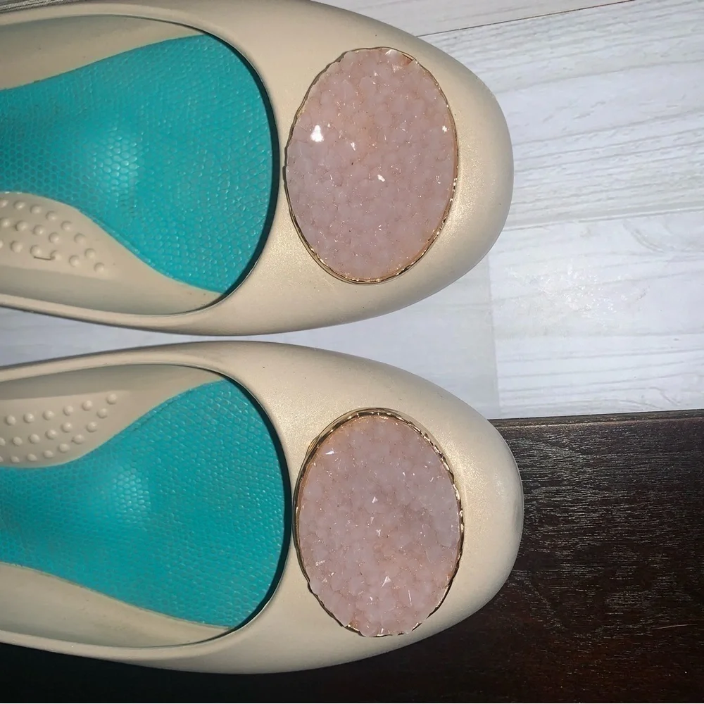 OKA B Tan Crystal Jelly Flats Size 9